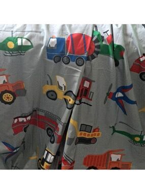 KIDS CONSTRUCTION VEHICLES lined SINGLE curtain panel 42X84 tonka toys digger